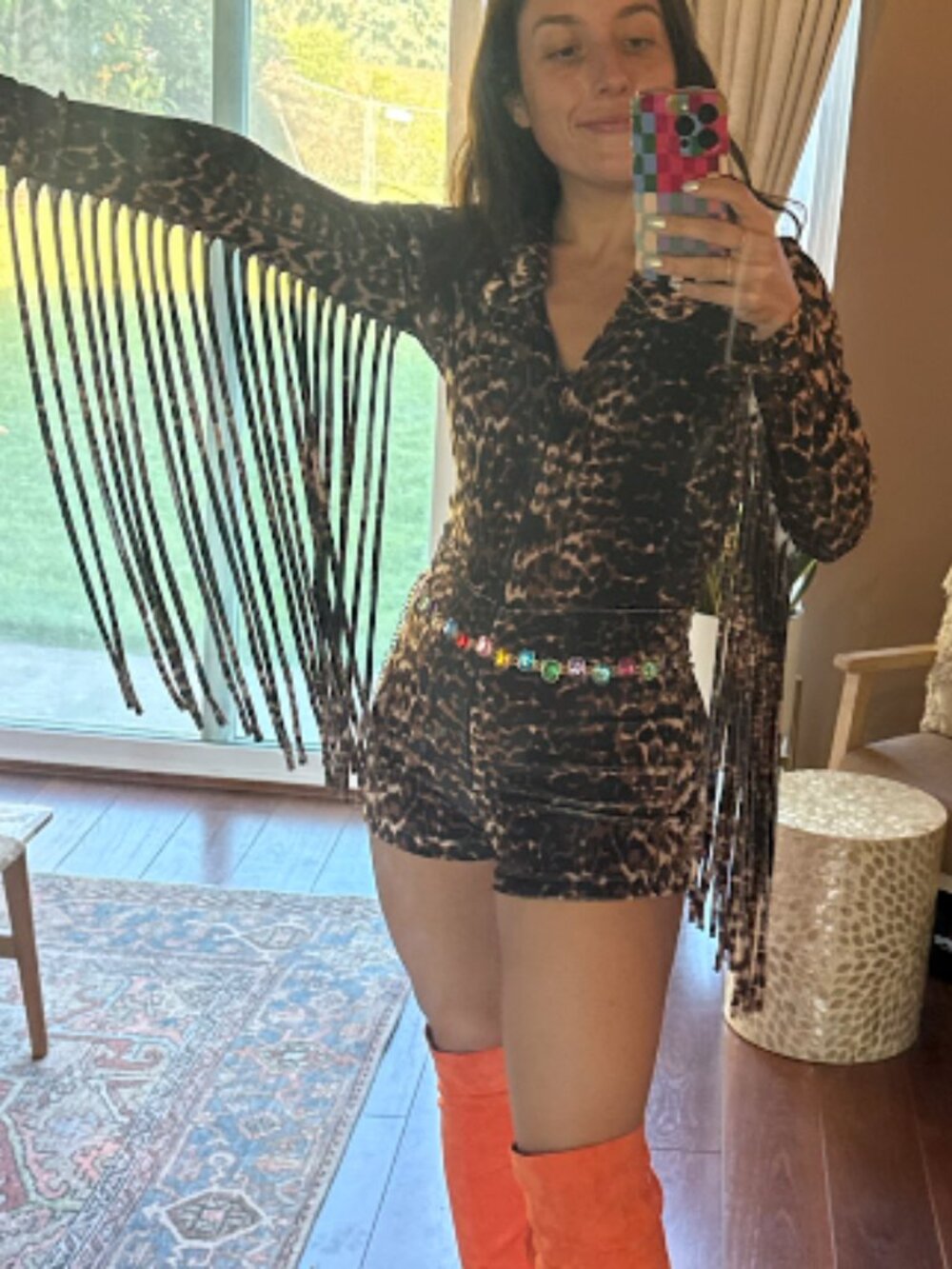 Leopard Fringe Romper - Picture 2 of 2